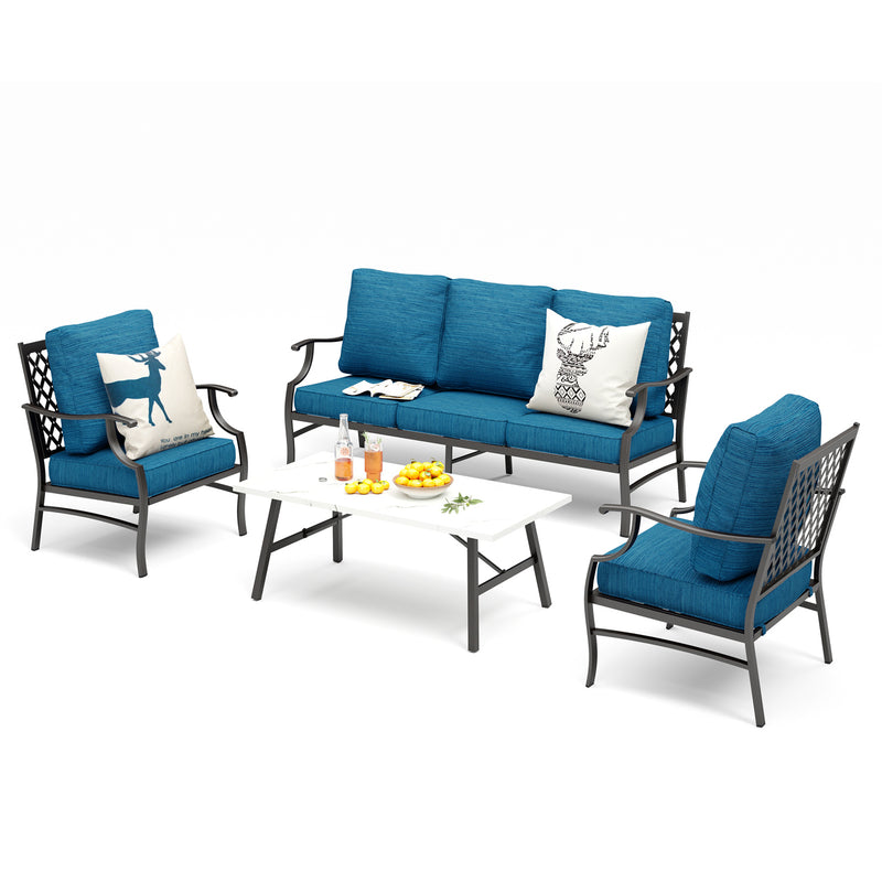 Phi Villa 5-Seater Patio Steel Sofa With Cushions
