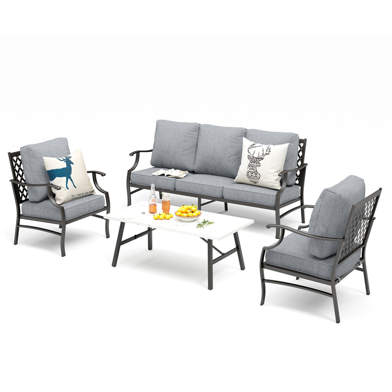 Phi Villa 5-Seater Patio Steel Sofa With Cushions