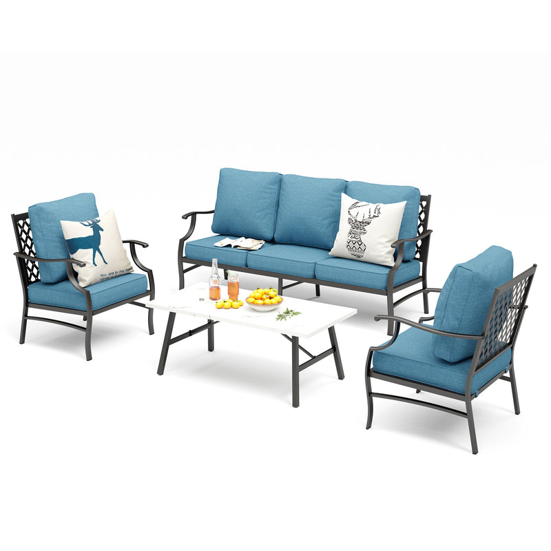 Phi Villa 5-Seater Patio Steel Sofa With Cushions