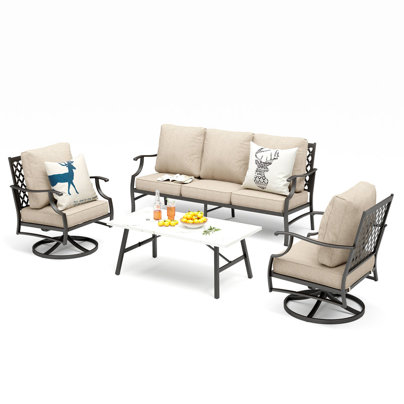 Phi Villa 5-Seater Patio Steel Sofa With Cushions
