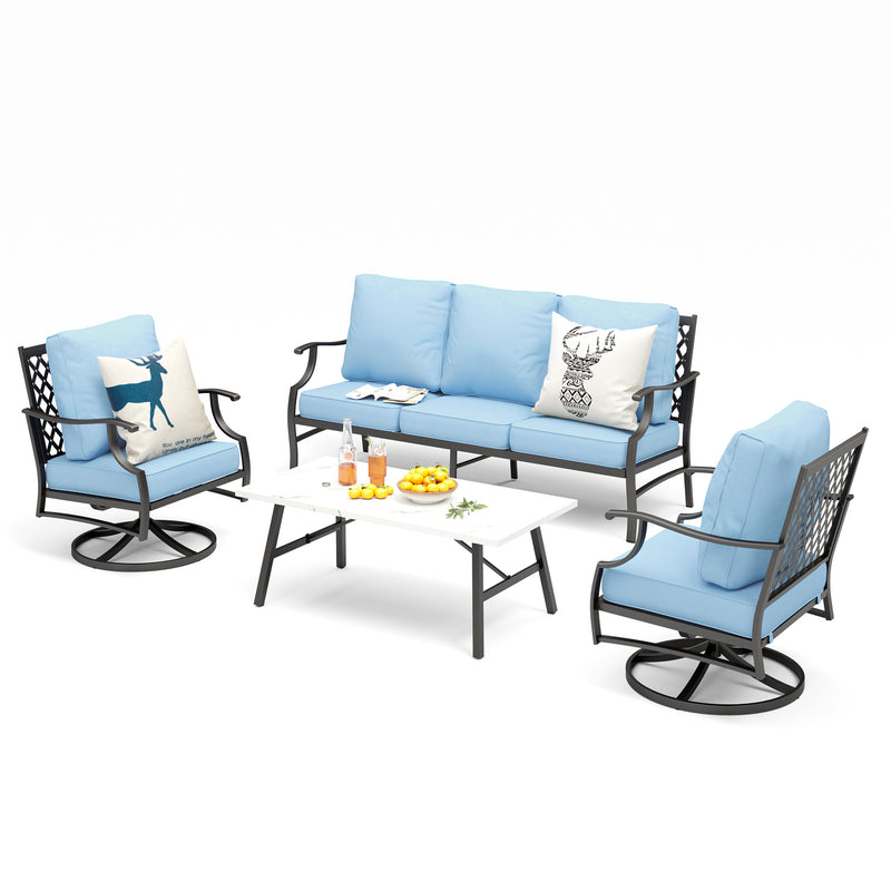 Phi Villa 5-Seater Patio Steel Sofa With Cushions
