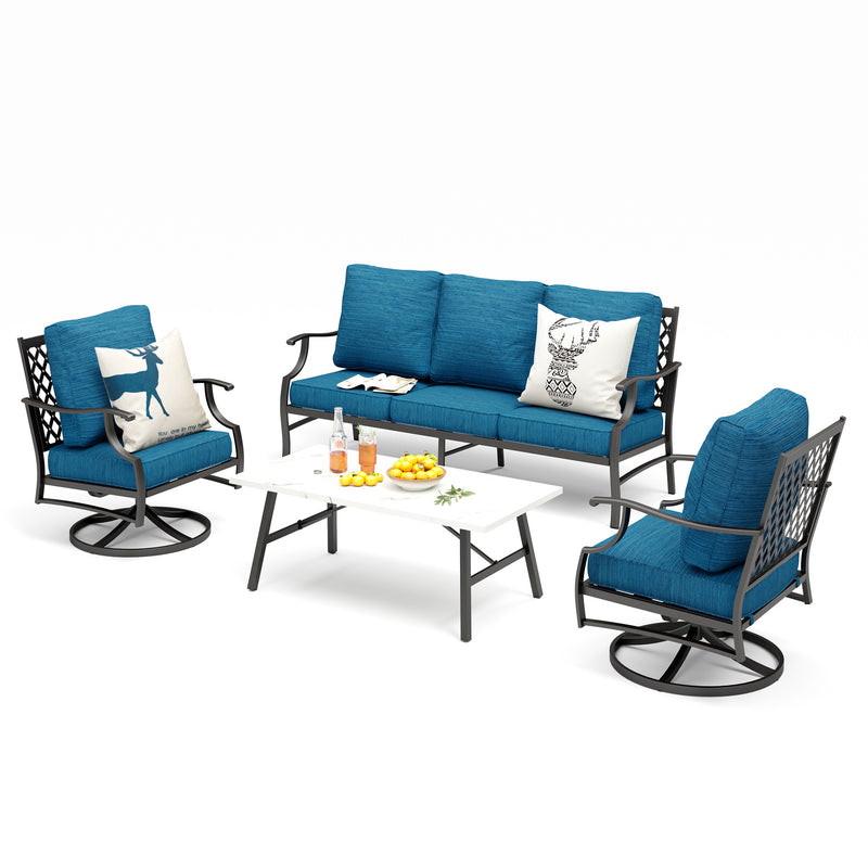 Phi Villa 5-Seater Patio Steel Sofa With Cushions