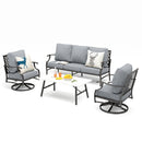 5-Seater Patio Metal Diamond Sofa Set with Coffee Table