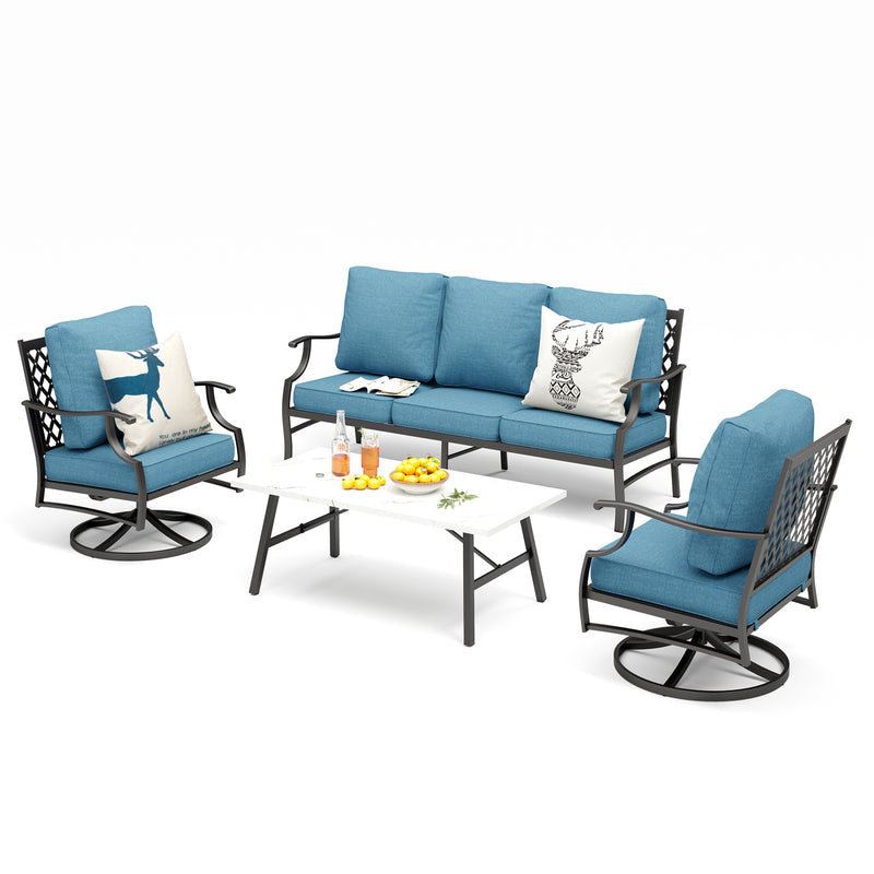 Phi Villa 5-Seater Patio Steel Sofa With Cushions