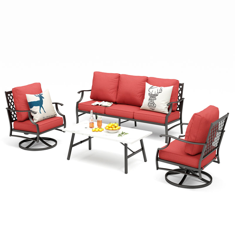 Phi Villa 5-Seater Patio Steel Sofa With Cushions