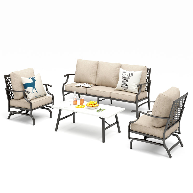 Phi Villa 5-Seater Patio Steel Sofa With Cushions