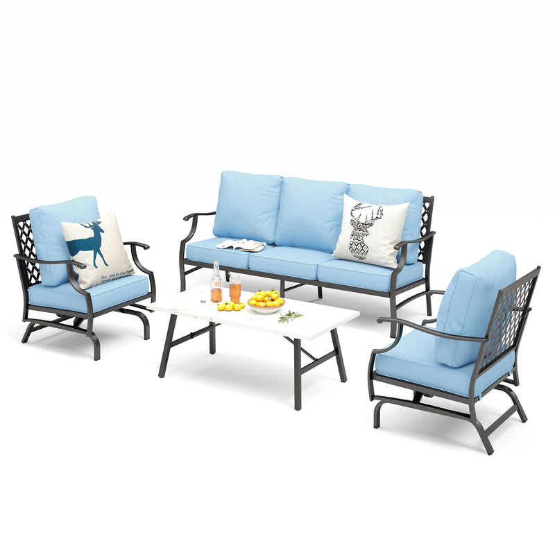 Phi Villa 5-Seater Patio Steel Sofa With Cushions