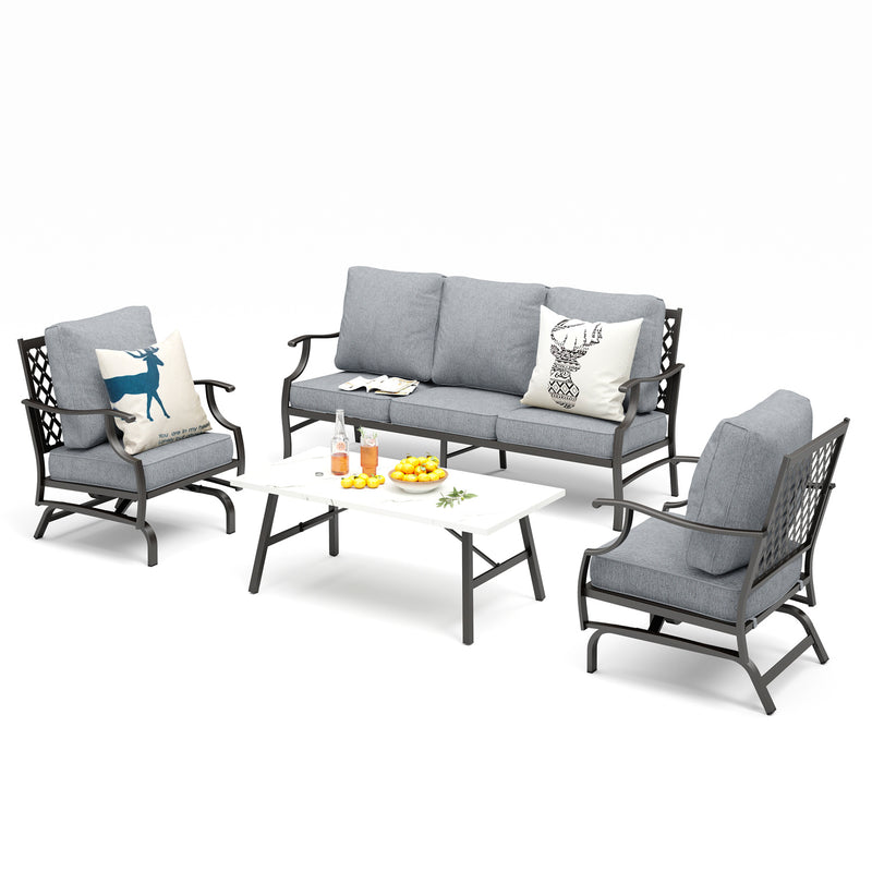 Phi Villa 5-Seater Patio Steel Sofa With Cushions