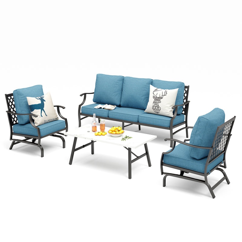 Phi Villa 5-Seater Patio Steel Sofa With Cushions