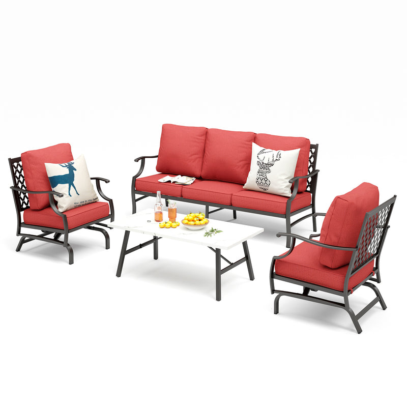 Phi Villa 5-Seater Patio Steel Sofa With Cushions