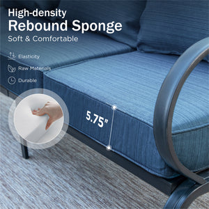 7-Seater Patio Metal Wave Sofa with Ottomans