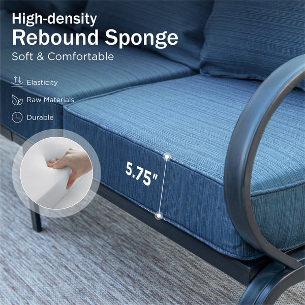 7-Seater Patio Metal Wave Sofa with Ottomans