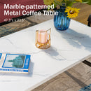 7-Seater Patio Metal Wave Sofa Set with Coffee Table & Ottomans