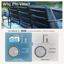 9-Seater Patio Metal Wave Sofa Set with Ottomans