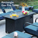 7-Seater Patio Metal Wave Sofa Sets with Fire Pit Table