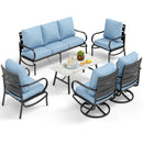 7-Seater Patio Metal Wave Sofa Sets With Coffee Table
