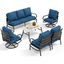 7-Seater Patio Metal Wave Sofa Sets With Coffee Table