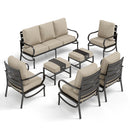 9-Seater Patio Metal Wave Sofa Set with Ottomans