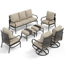 9-Seater Patio Metal Wave Sofa Set with Ottomans