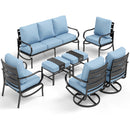 9-Seater Patio Metal Wave Sofa Set with Ottomans