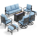 Patio Metal Swivel Wave Sofa Sets With Fire Pit Table for Sale