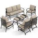 9-Seater Patio Metal Wave Sofa Set with Ottomans