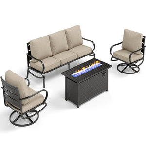 Patio Metal Swivel Wave Sofa Sets With Fire Pit Table for Sale