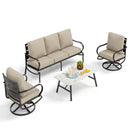 5-Seater Patio Metal Wave Sofa Sets With Coffee Table