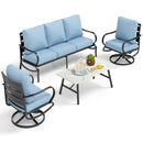 5-Seater Patio Metal Wave Sofa Sets With Coffee Table