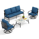 5-Seater Patio Metal Wave Sofa Sets With Coffee Table