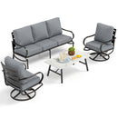 5-Seater Patio Metal Wave Sofa Sets With Coffee Table