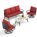 5-Seater Patio Metal Wave Sofa Sets With Coffee Table