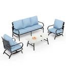 5-Seater Patio Metal Wave Sofa Sets With Coffee Table