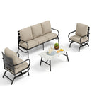 5-Seater Patio Metal Wave Sofa Sets With Coffee Table