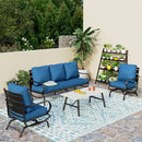 5-Seater Patio Metal Wave Sofa Sets With Coffee Table