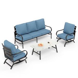 5-Seater Patio Metal Wave Sofa Sets With Coffee Table