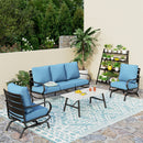 5-Seater Patio Metal Wave Sofa Sets With Coffee Table