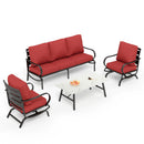5-Seater Patio Metal Wave Sofa Sets With Coffee Table