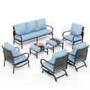 9-Seater Patio Metal Wave Sofa Set with Ottomans
