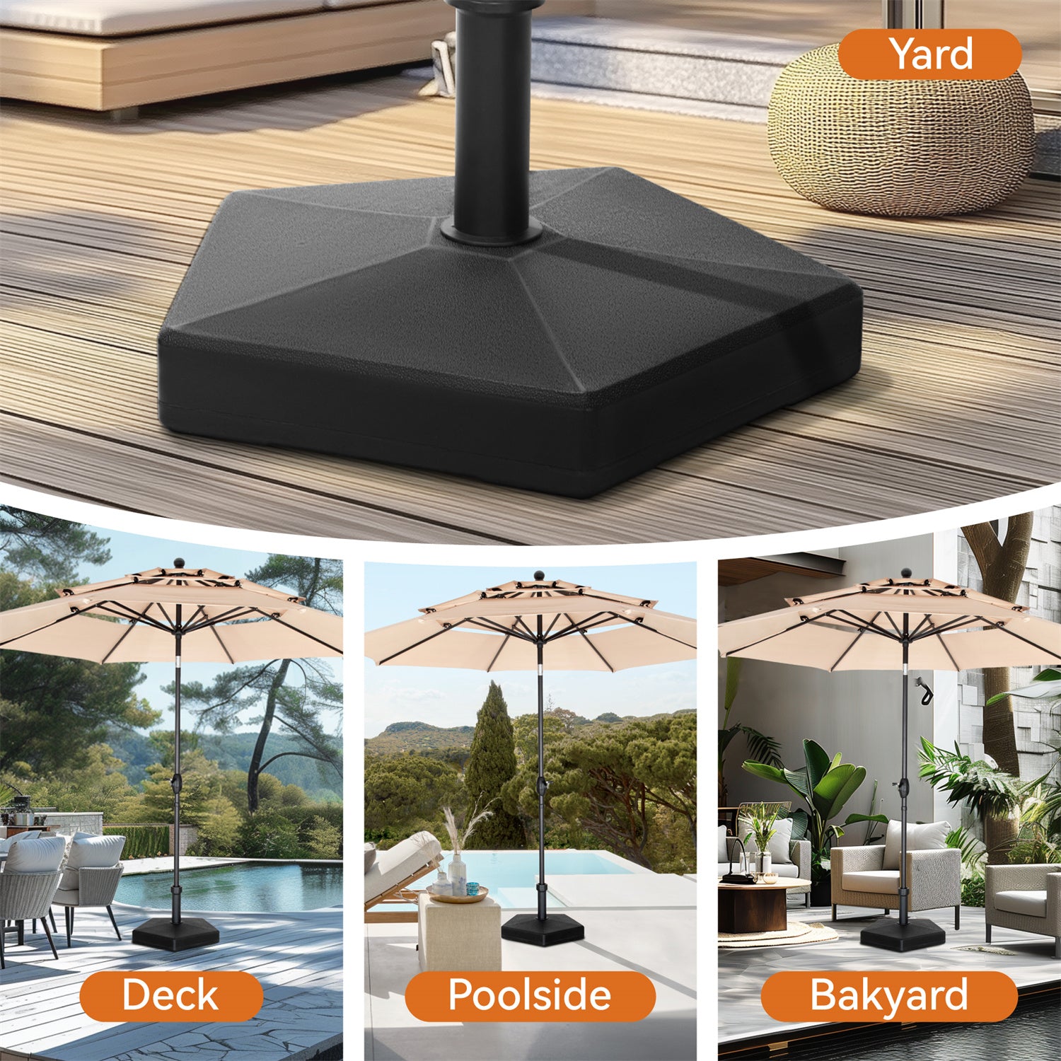 base weights for offset patio umbrella Phi Villa Heavy Duty Base Weights Stand for Outdoor Patio Umbrella