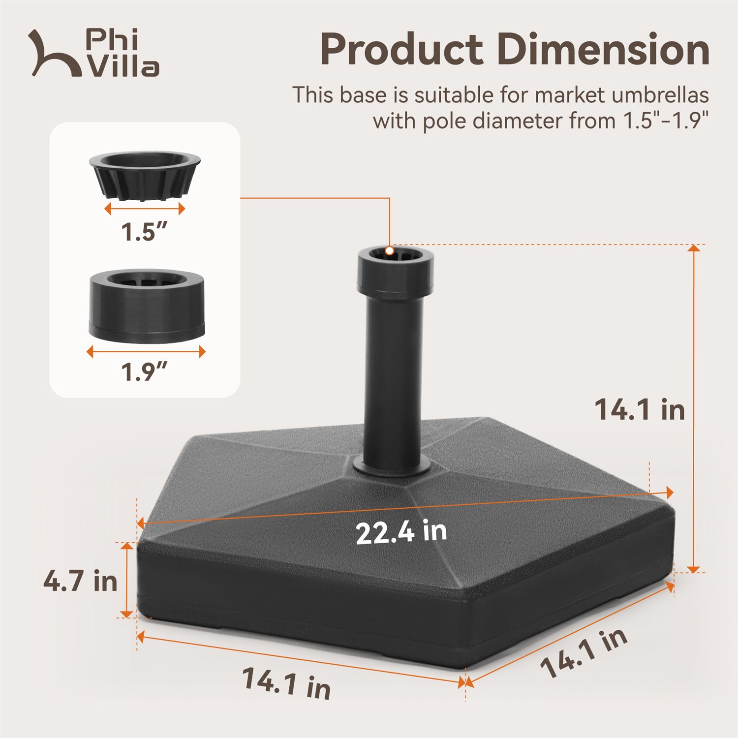 Phi Villa Heavy Duty Base Weights Stand for Outdoor Patio Umbrella