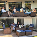 Patio Vintage Swivel Wicker Sofa Set with Rattan Coffee Table