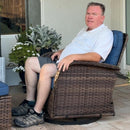 Patio Vintage Swivel Wicker Sofa Set with Rattan Coffee Table