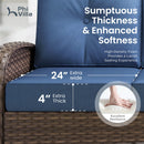 Patio Vintage Swivel Wicker Sofa Set with Rattan Coffee Table