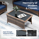 Patio Vintage Swivel Wicker Sofa Set with Rattan Coffee Table