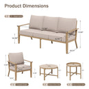 7-Seater Patio Wood-Like Metal Rope Sofa Set