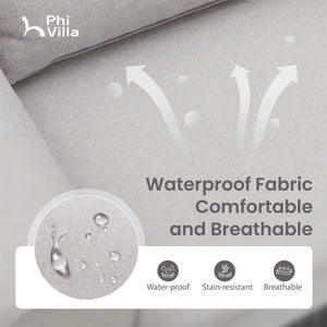 PHI VILLA Rattan Outdoor Furniture Wicker Single Sofa with Top Canopy