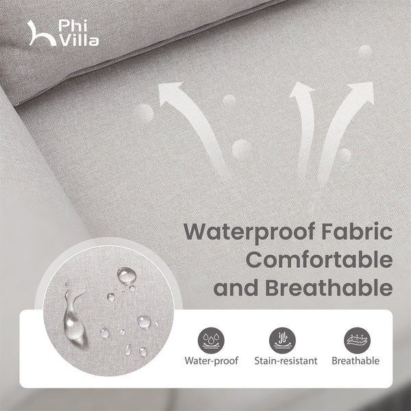 PHI VILLA Rattan Outdoor Furniture Wicker Single Sofa with Top Canopy