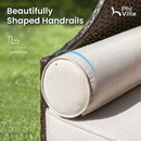 PHI VILLA Rattan Outdoor Furniture Wicker Single Sofa with Top Canopy