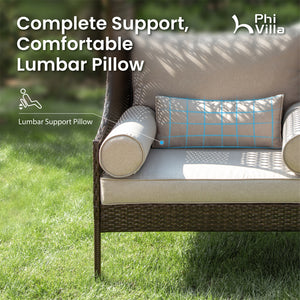 PHI VILLA Rattan Outdoor Furniture Wicker Single Sofa with Top Canopy